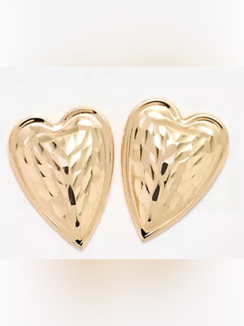 Adi Paz Real 14K Gold Hammered Heart Stud Earrings. 2+ Grams Solid 14K. NWT